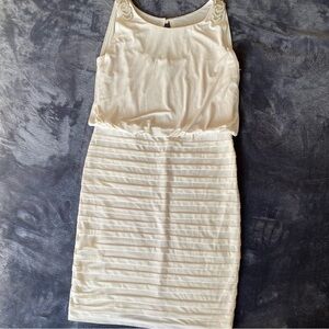 Scarlett Nite Cream Beaded Shoulder Tiered Bodycon Women's Dress - Size 10